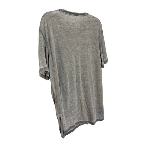 Lucky Brand Venice Burnout tee 1/4 button down in grey/khaki green - Picture 8 of 8